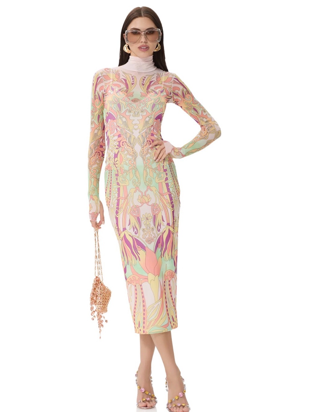 AFRM Shailene Long Sleeve Midi Dress M